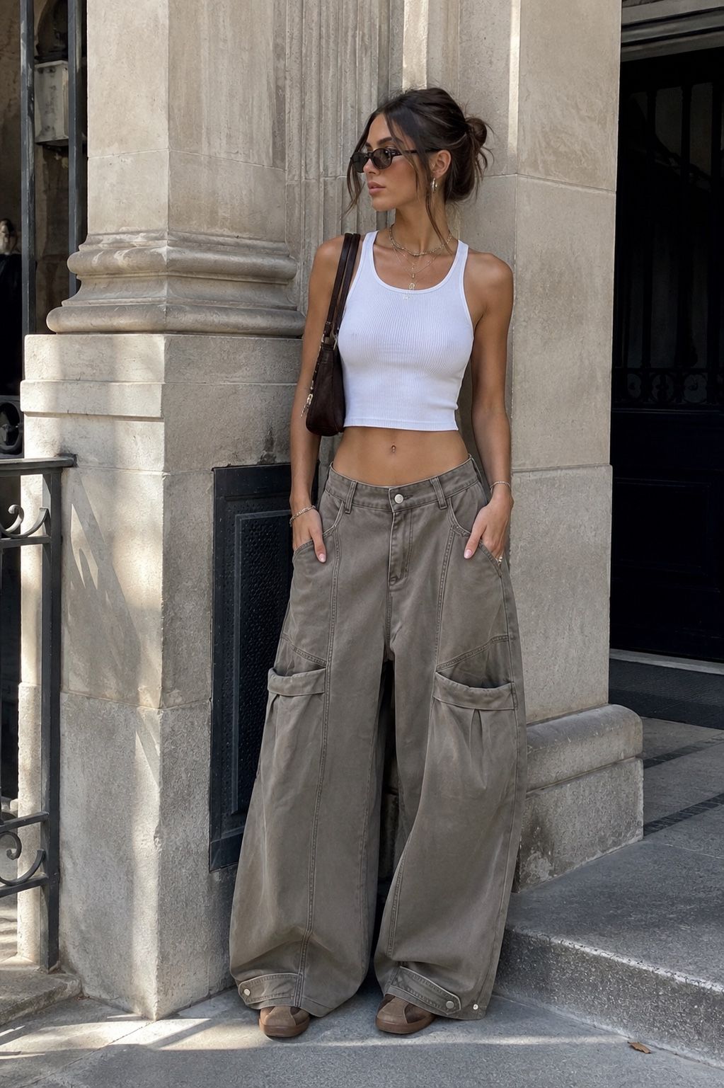 Spodnie Wide Leg z Kieszeniami