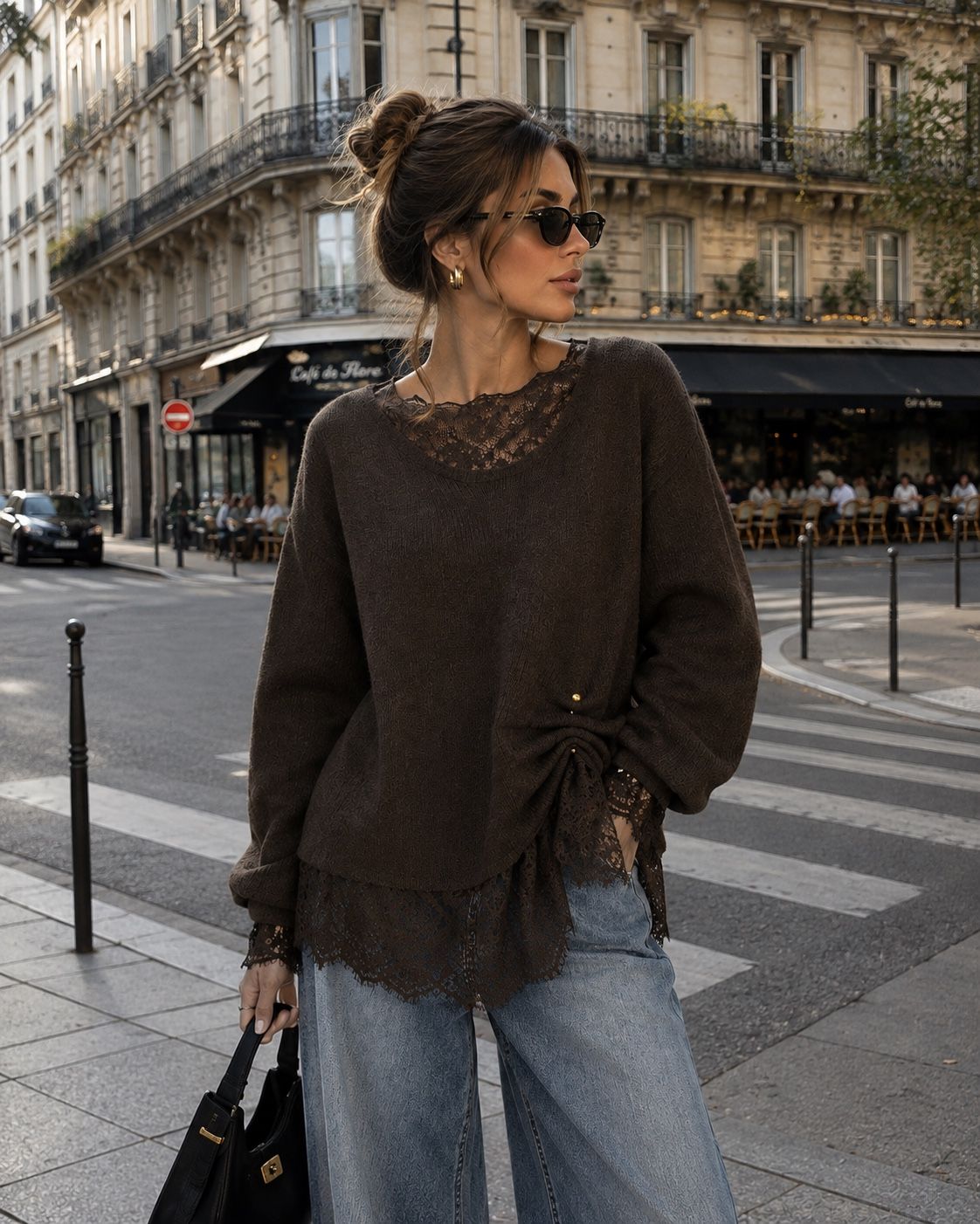 Sweter Luźny z Koronką