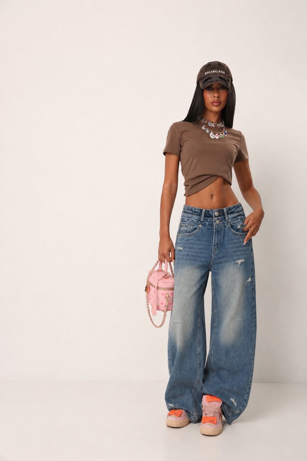 Spodnie wide leg z wysokim stanem