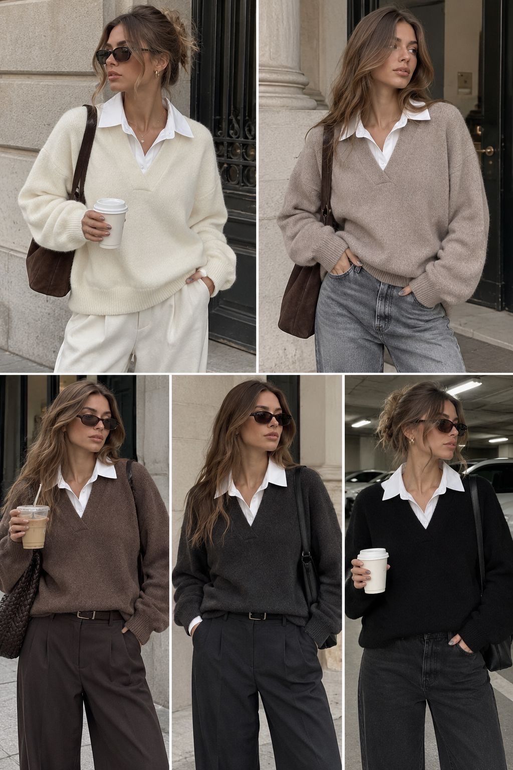 Sweter V-neck Luźny