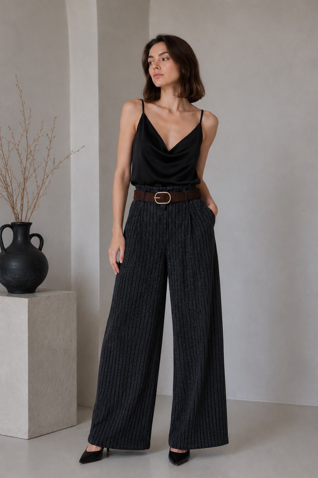 Spodnie Wide Leg z Paskiem