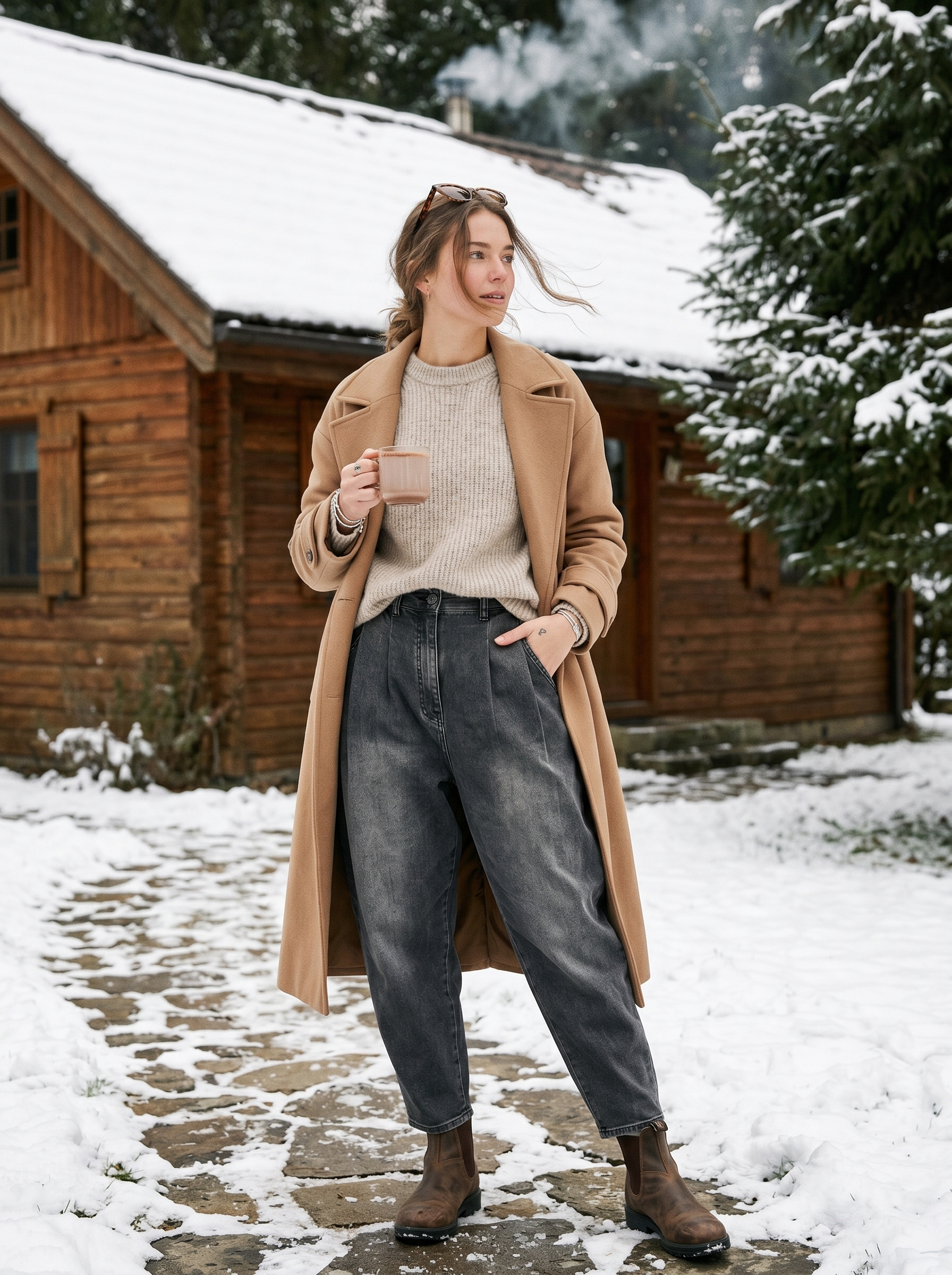 Spodnie luźne z wysokim stanem
