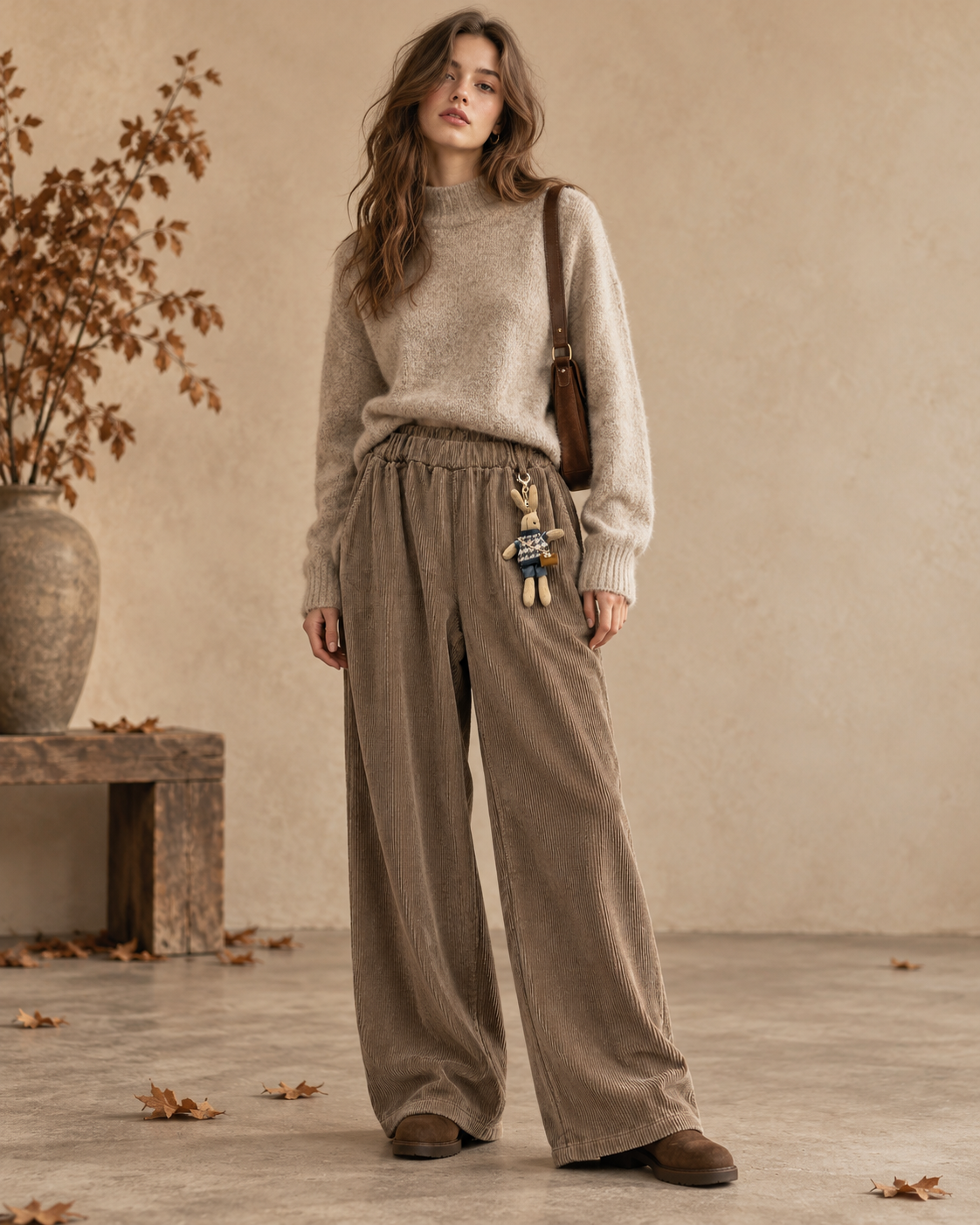 Spodnie Wide Leg Sztruksowe