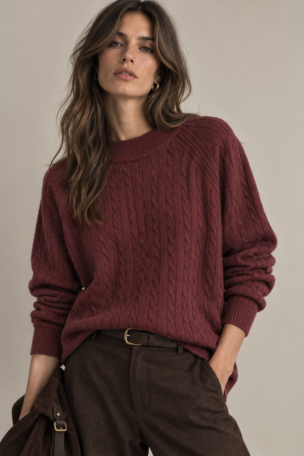 Sweter Okrągły Warkocz