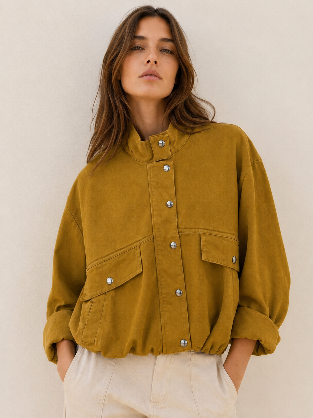 Kurtka Bomber Oversize z Półgolfem