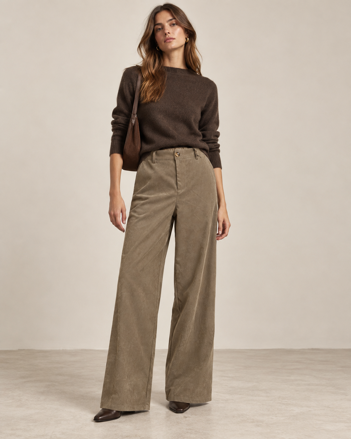 Spodnie Wide Leg Wysoki Stan