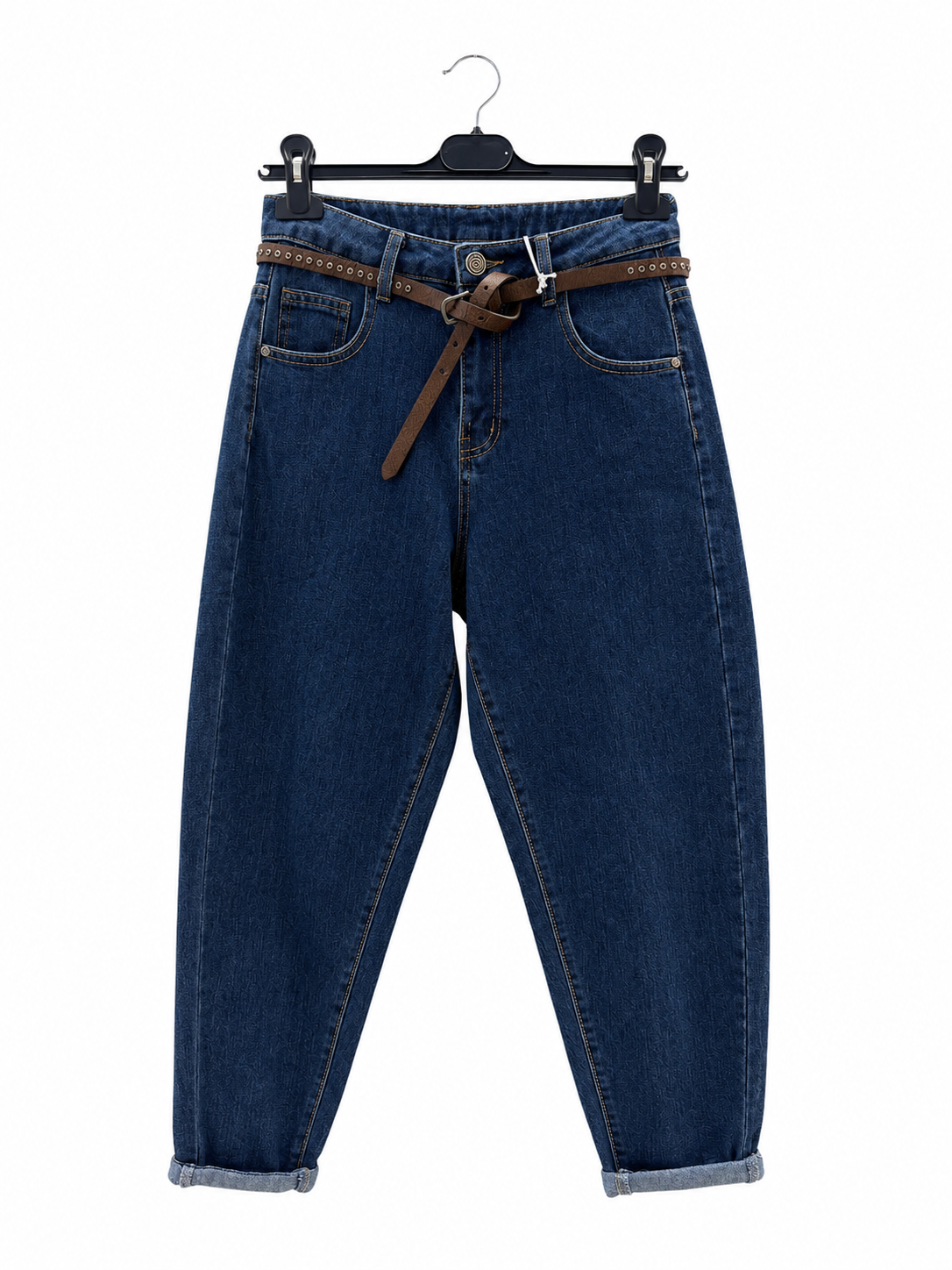Spodnie Jeans Baggy z Paskiem