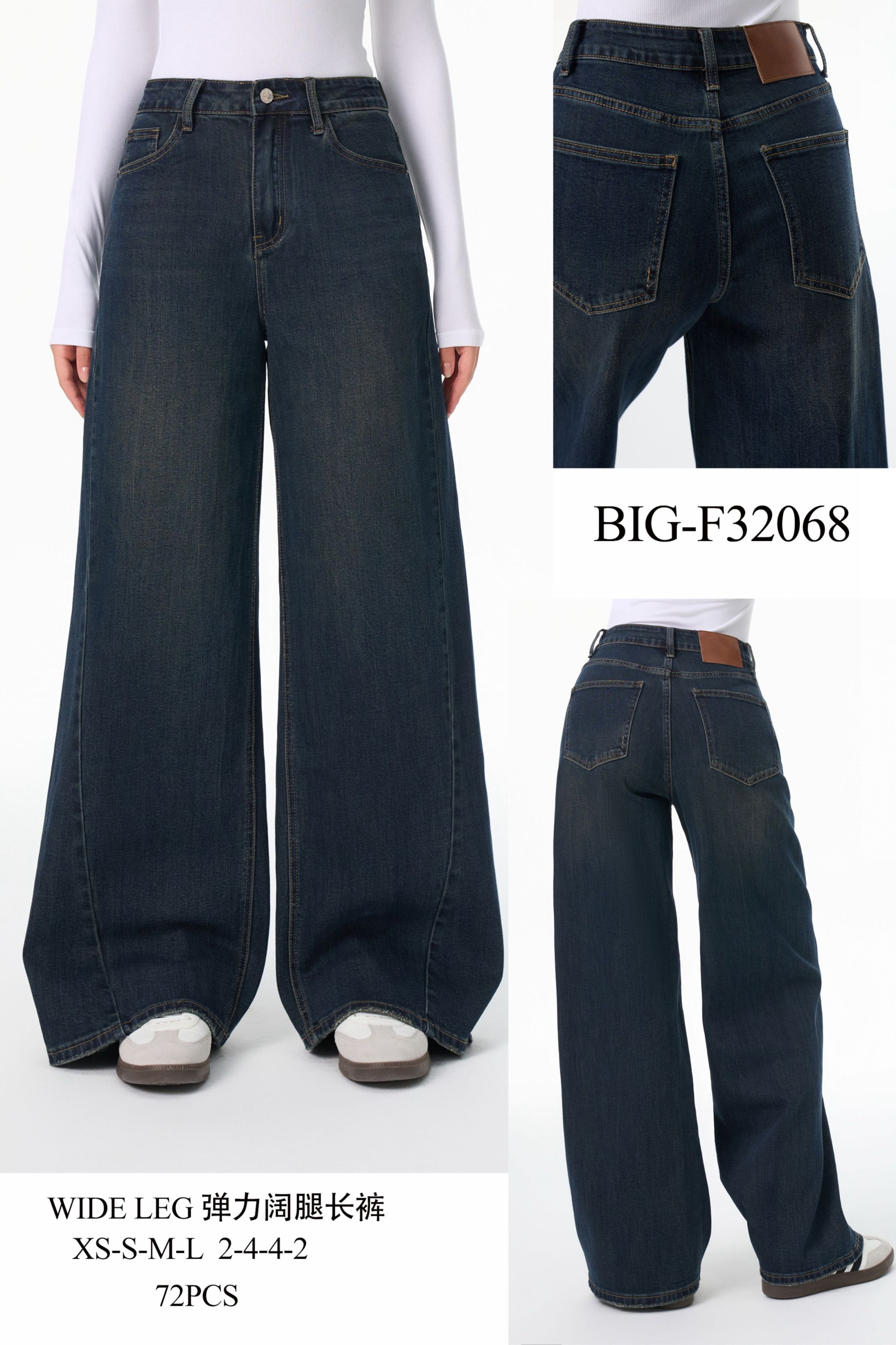 Spodnie Wide Leg Wysoki Stan