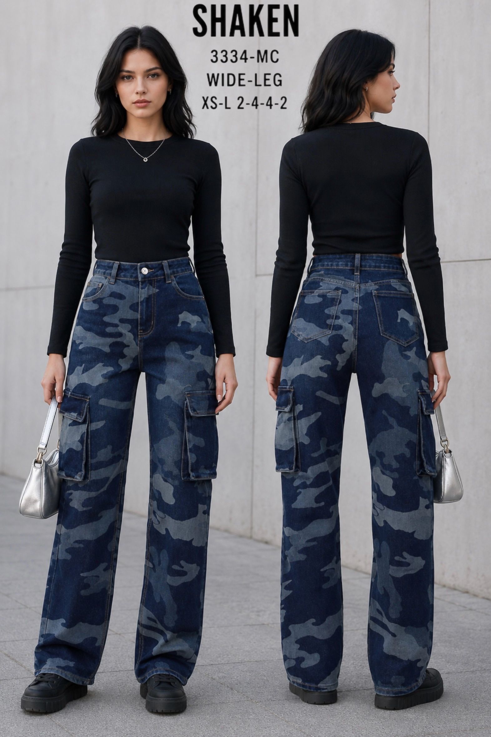 Spodnie Wide Leg Moro