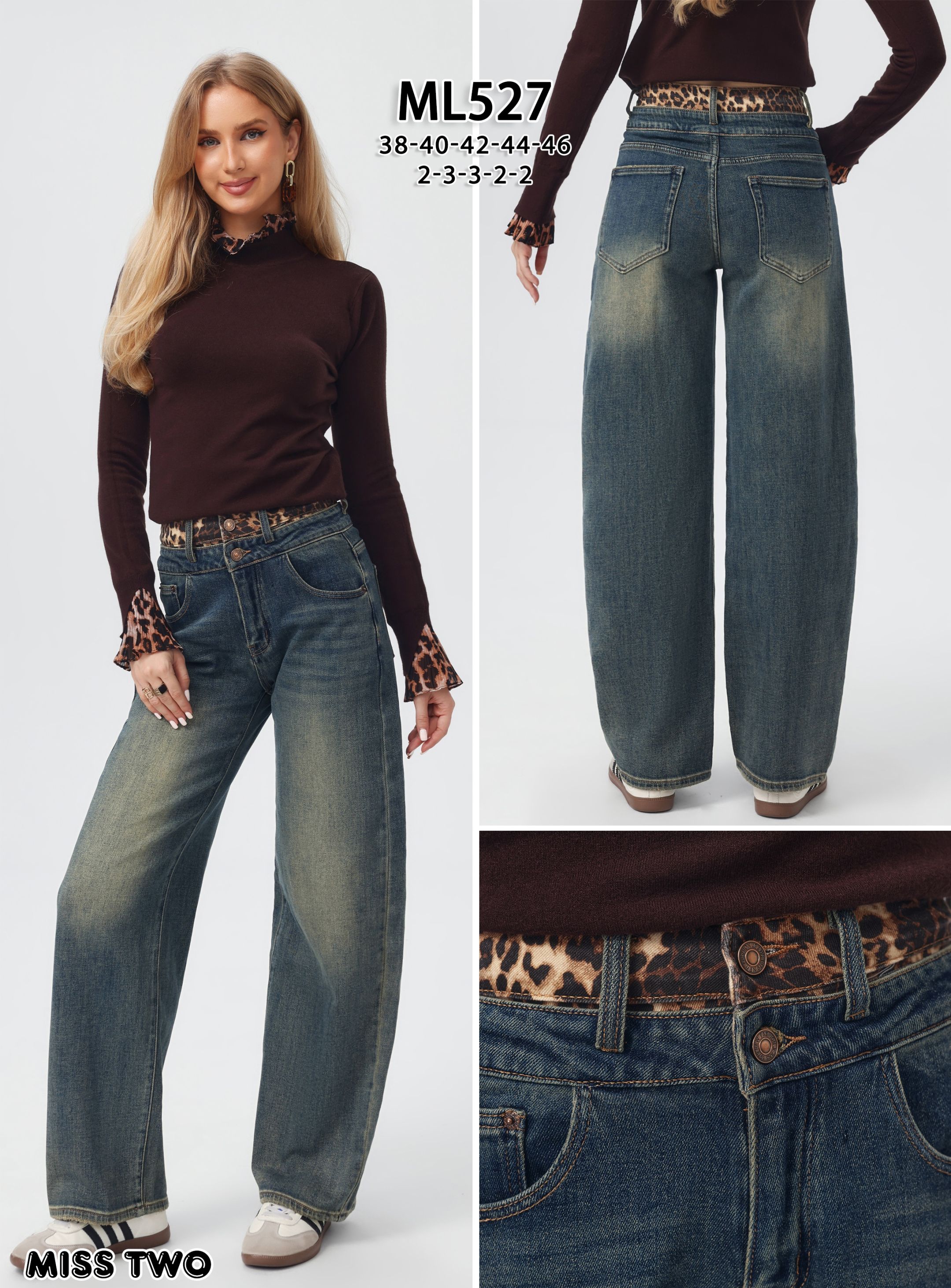 Spodnie Wide Leg z Wysokim Stanem