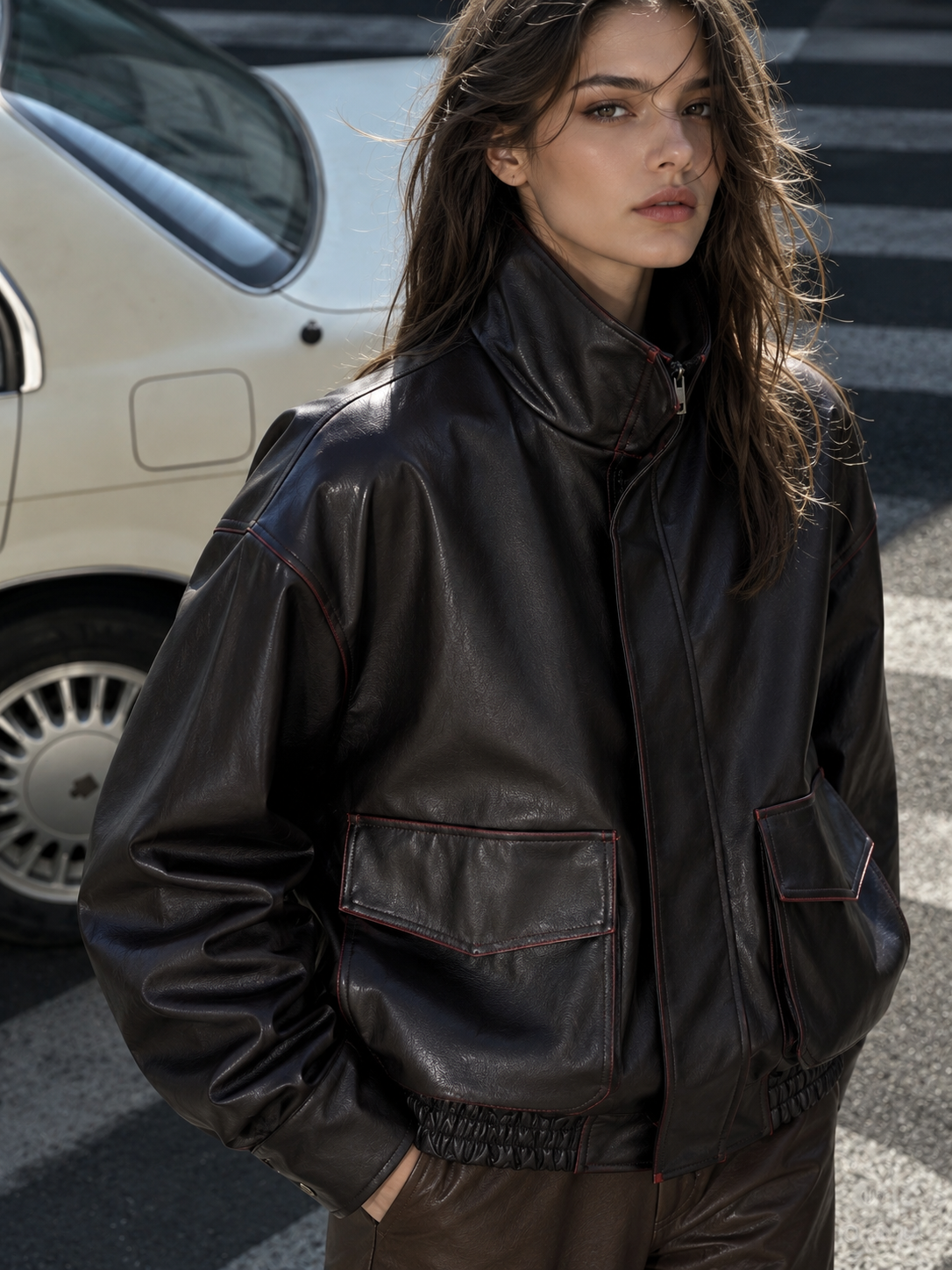 Kurtka Oversize Bomber z Półgolfem