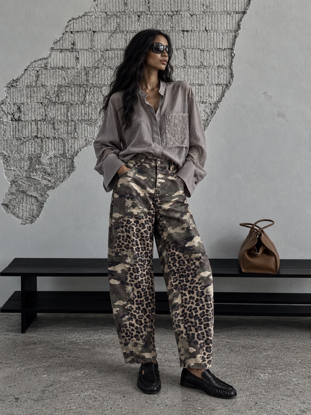 Spodnie Wide Leg Moro-Panterka