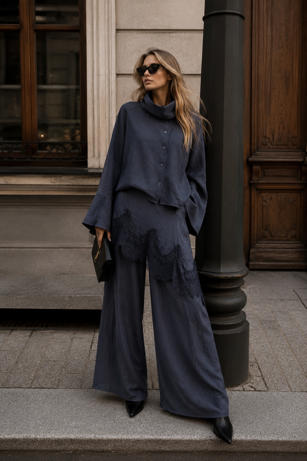 Bluzka Oversize Z Kopertowym Dekoltem