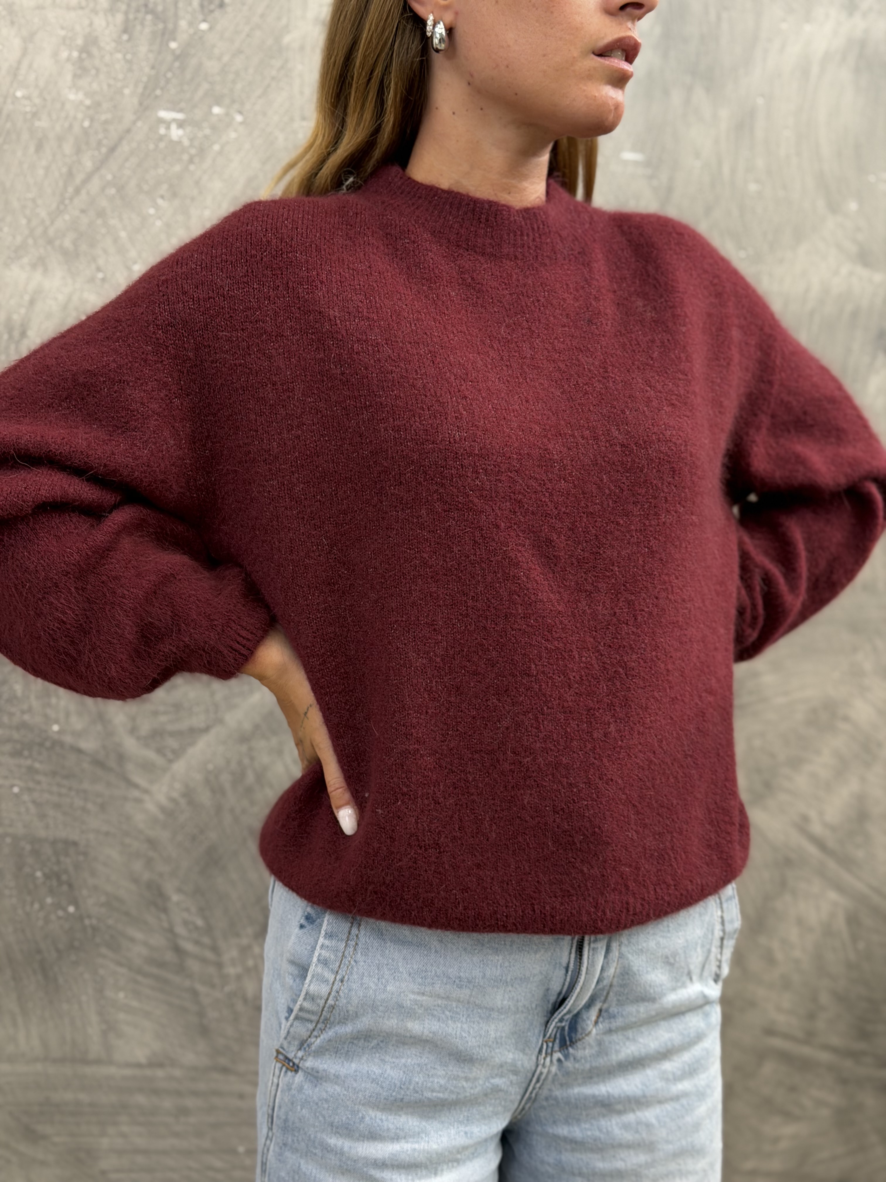 Sweter Luźny Okrągły Dekolt