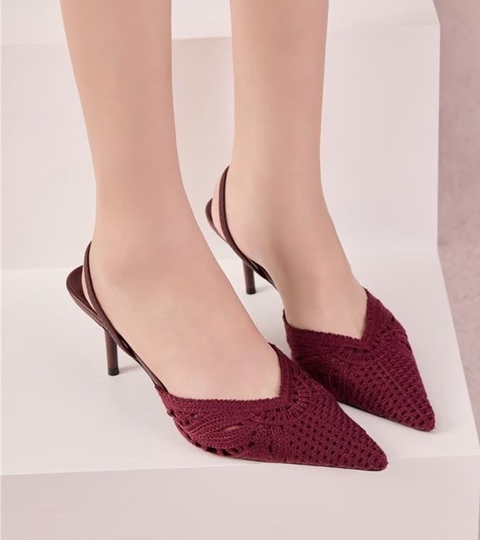 Szpilki Slingback Ażurowe