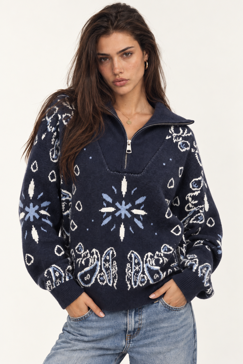 Sweter luźny z paisley