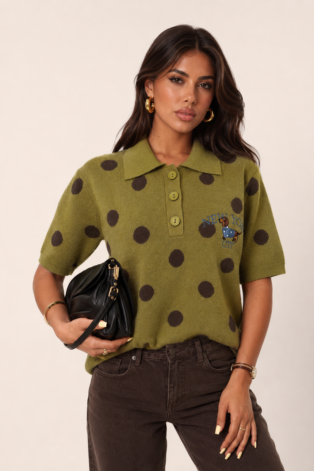 Sweter Polo Krótki Groszki