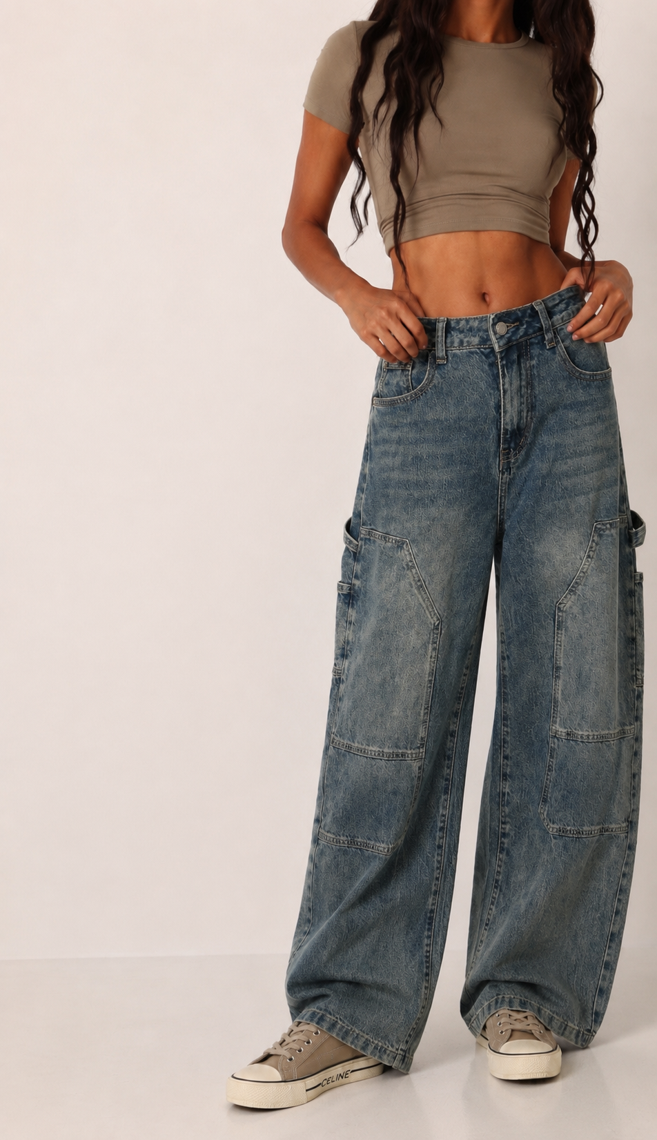 Spodnie Jeans Wide Leg Cargo