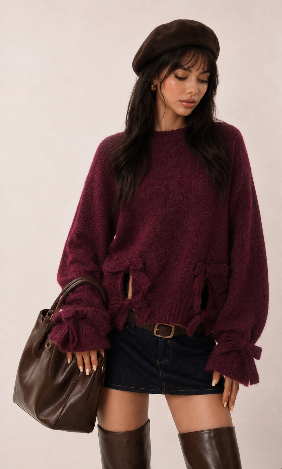 Sweter Oversize z Kokardami