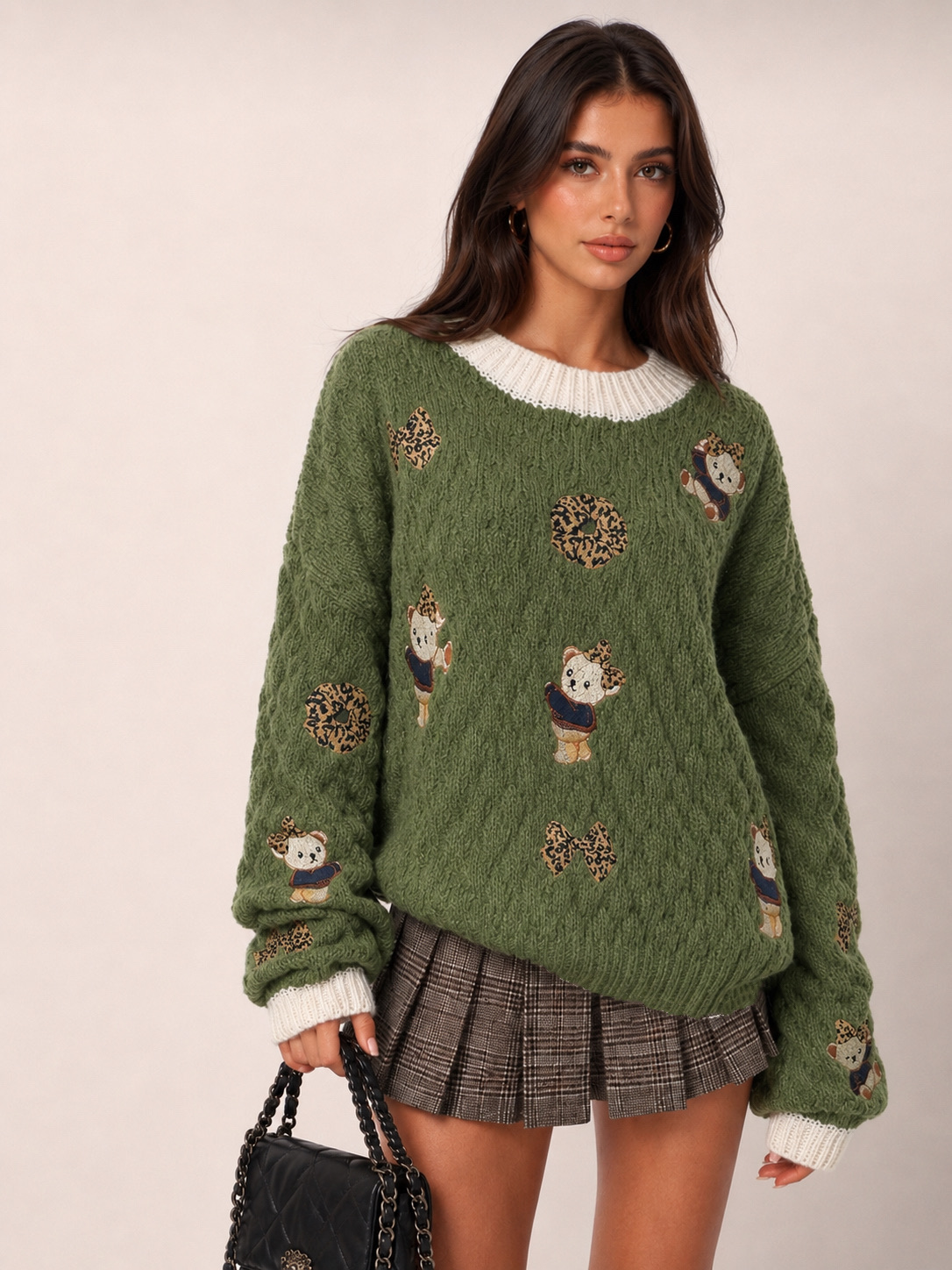 Sweter luźny z nadrukiem