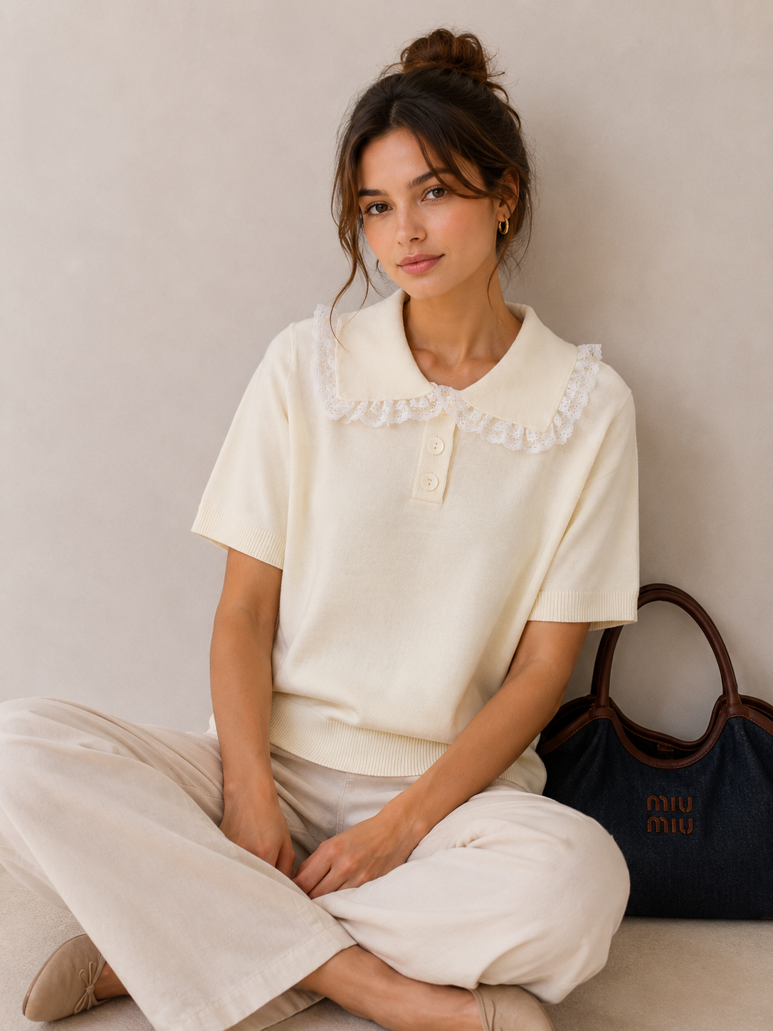 Sweter Polo z Falbanką