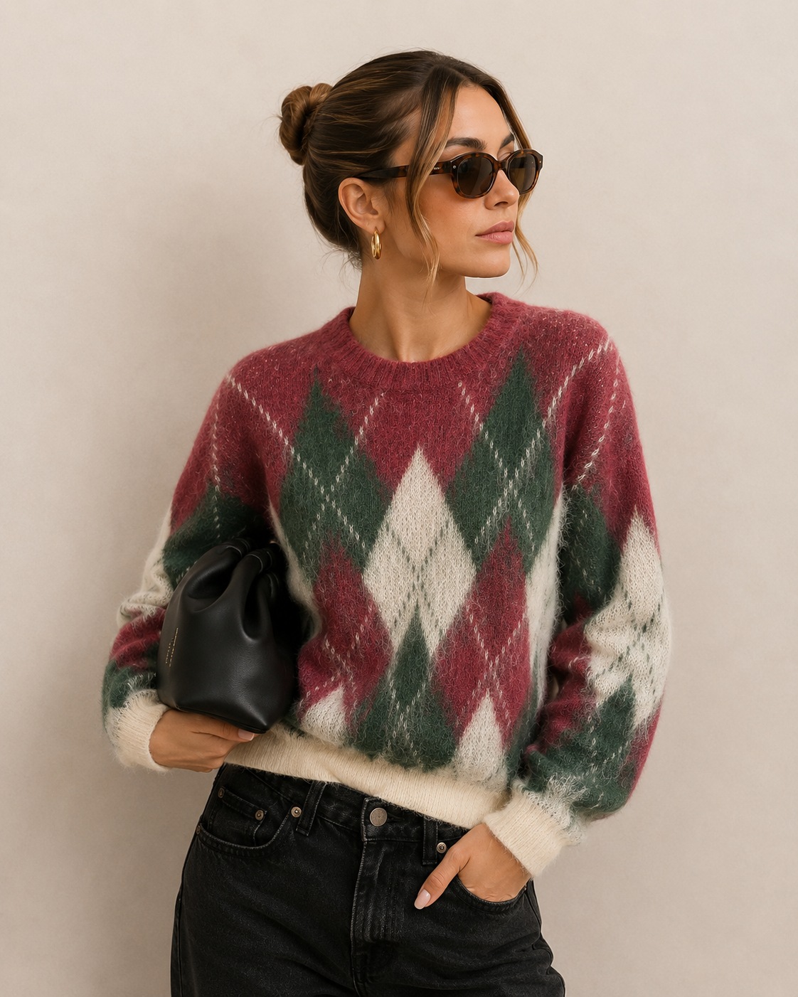 Sweter Luźny z Wzorem