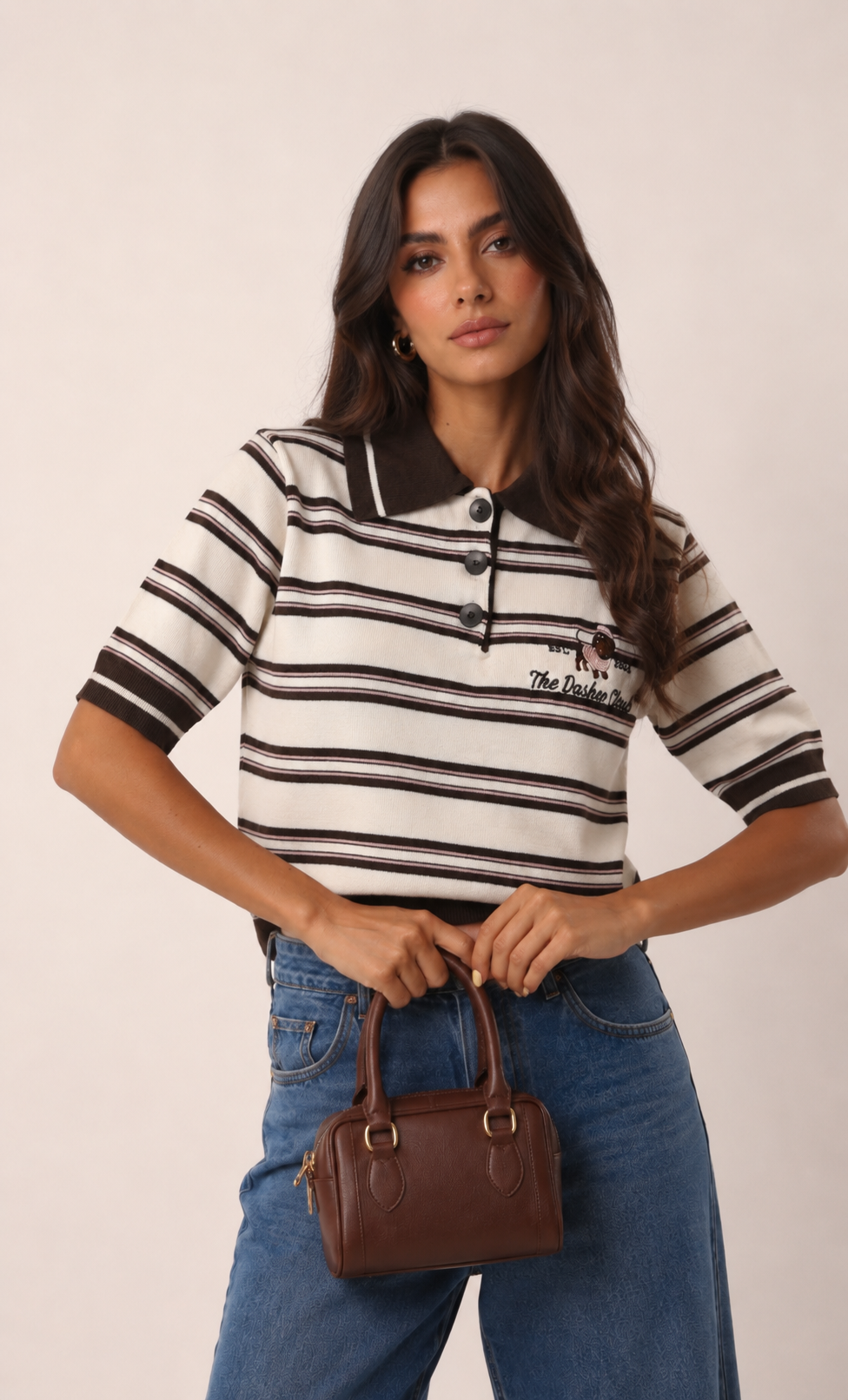 Sweter Polo Krótkie Rękawy