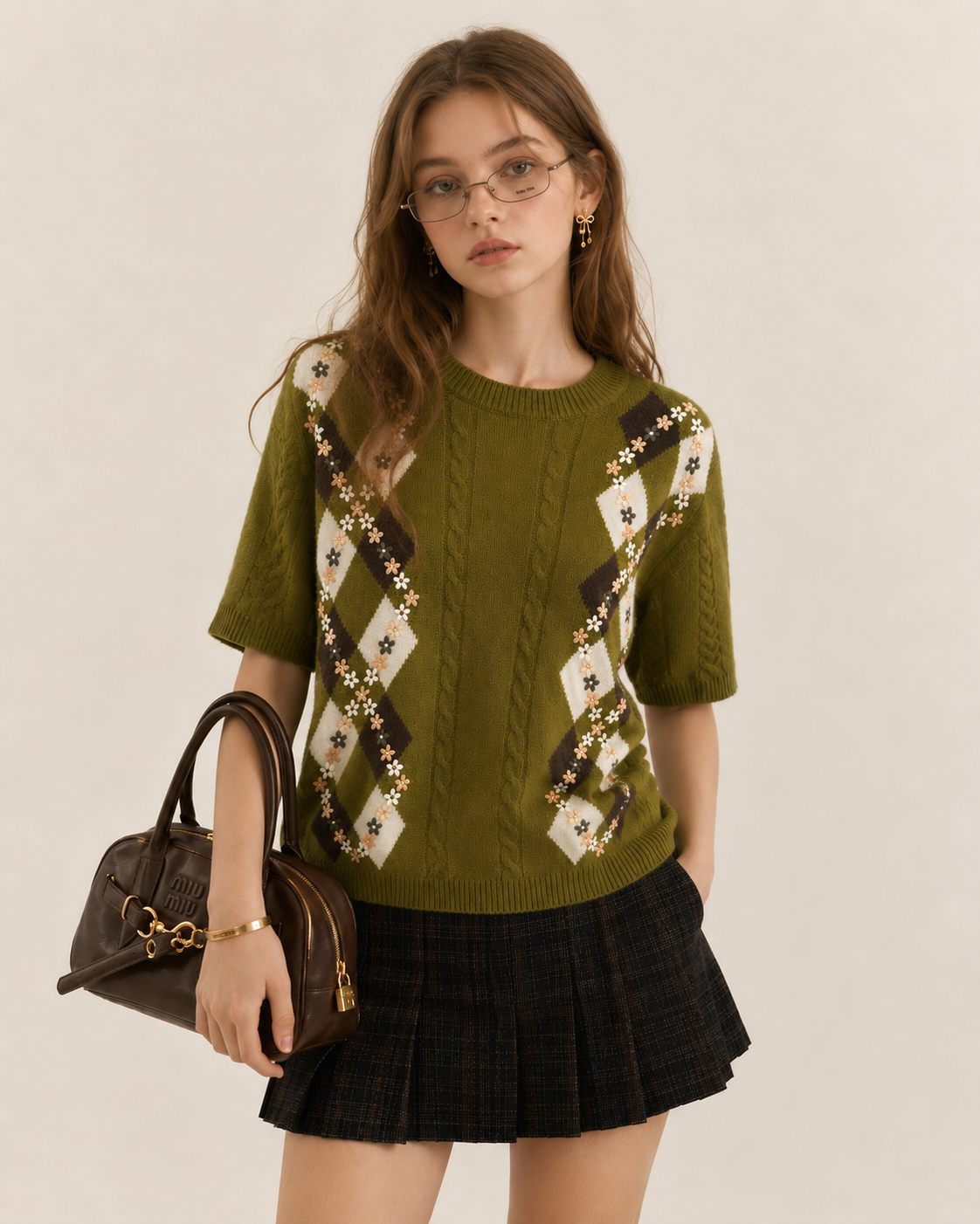 Sweter Preppy z Romby