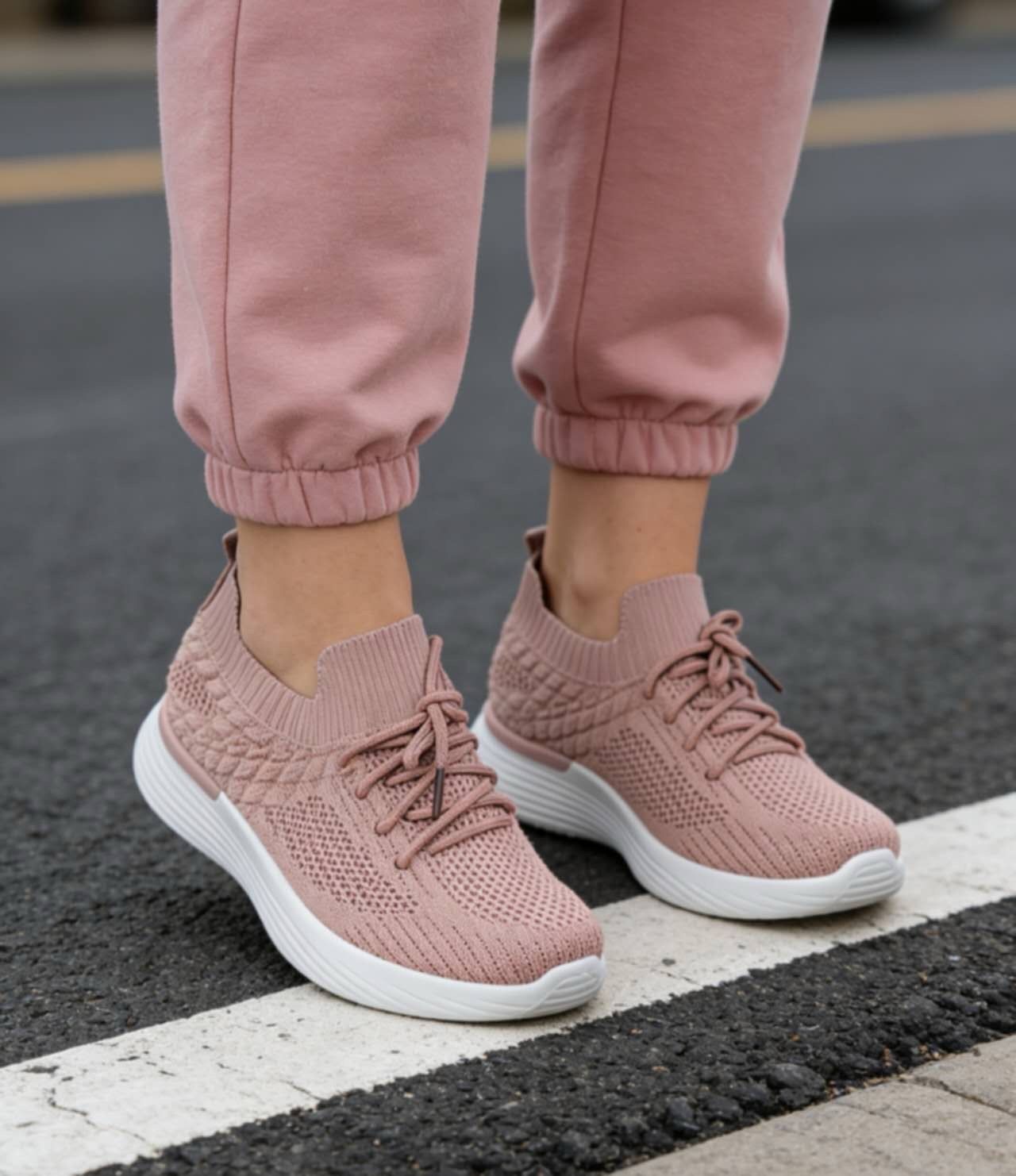 Sneakersy z Dzianiną Prążkowaną