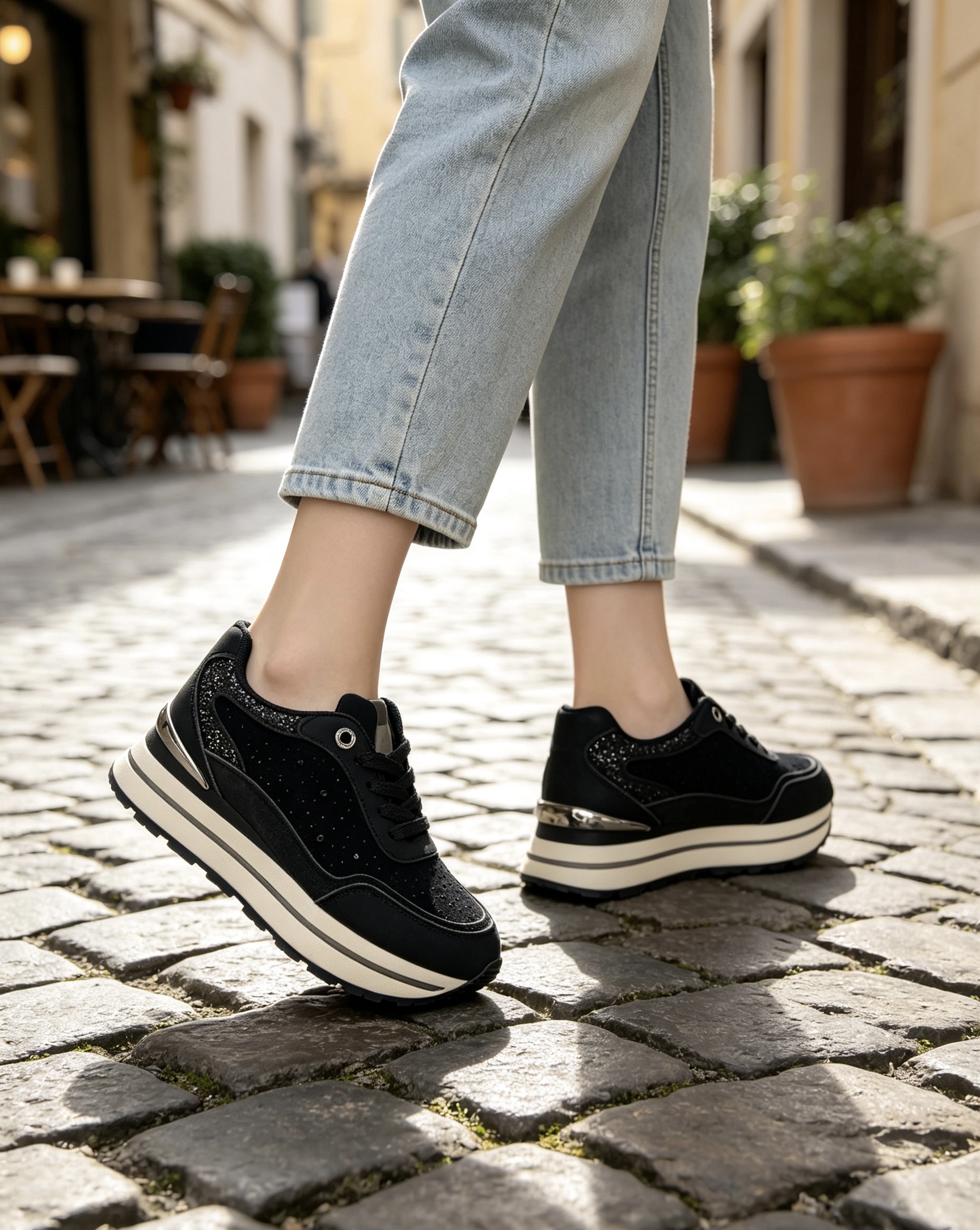Sneakersy na Platformie z Ozdobami