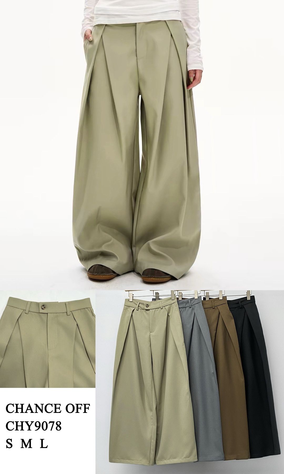 Spodnie Wide Leg z Plisami