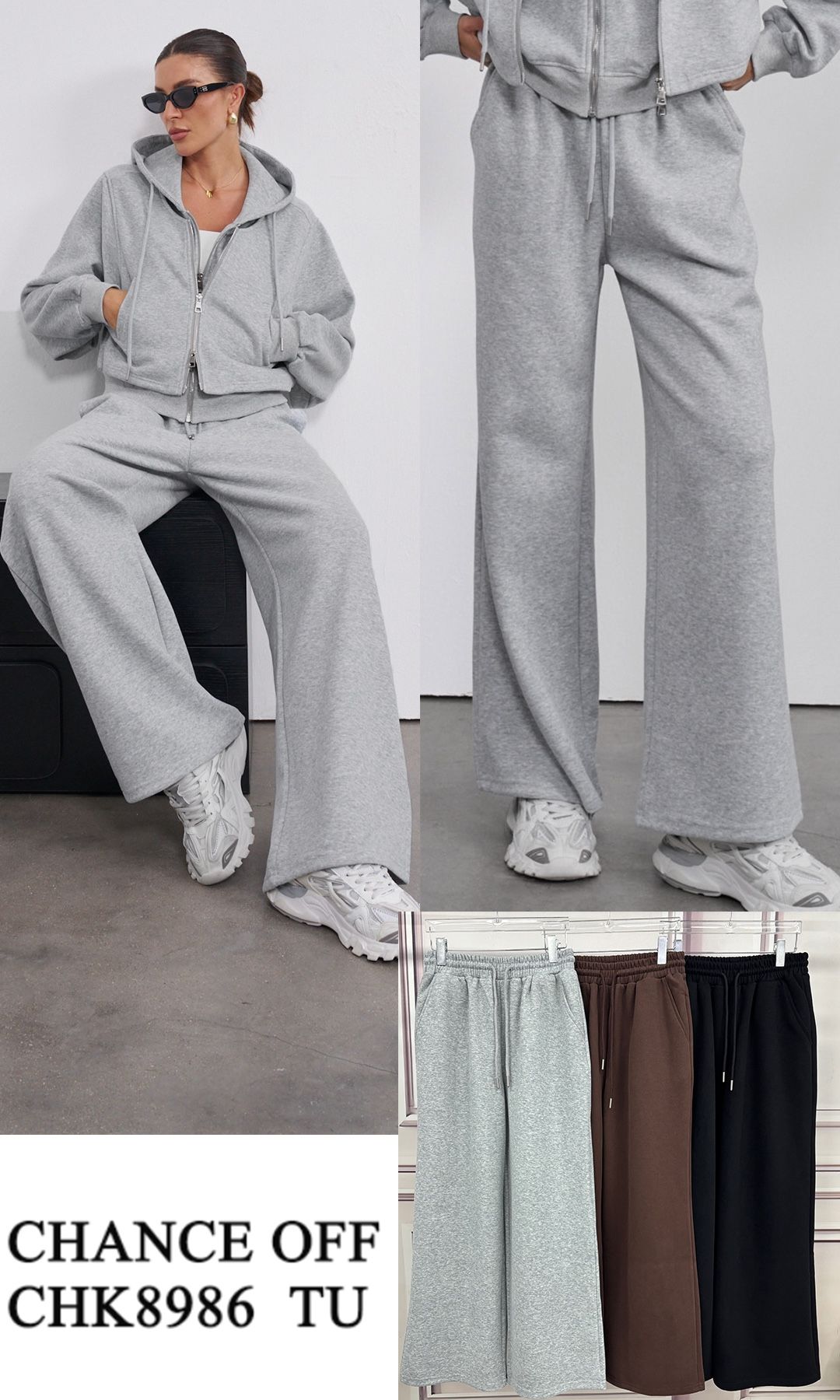 Spodnie Wide Leg z Troczkami