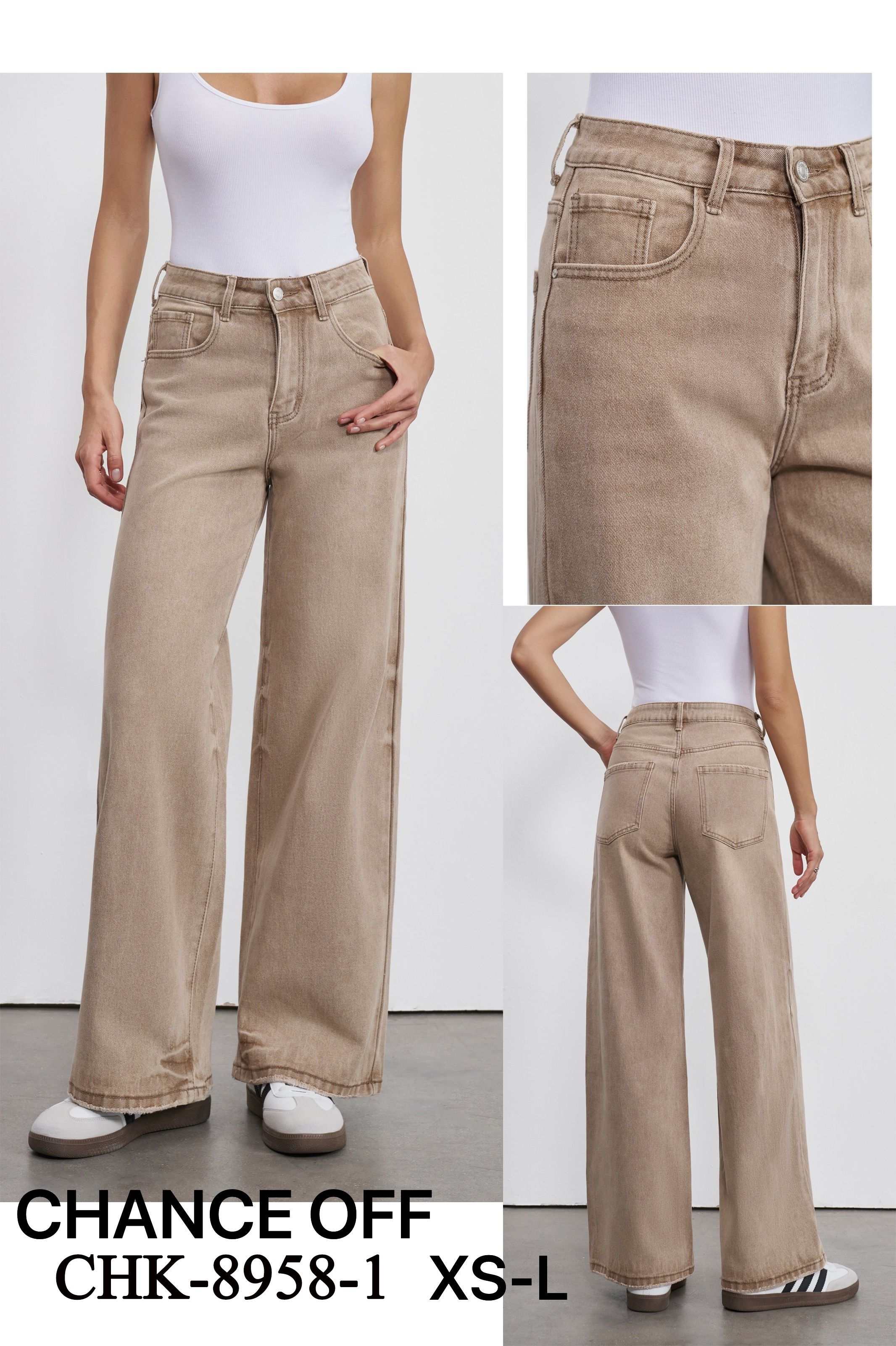 Spodnie Wide Leg z Wysokim Stanem