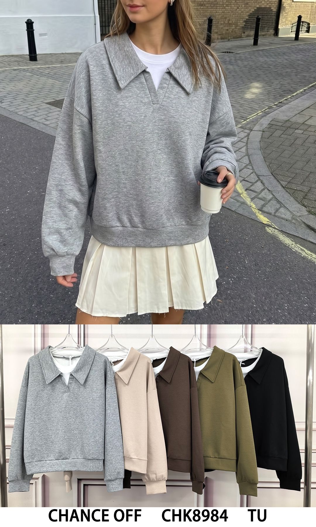 Bluza Oversize z Kołnierzykiem