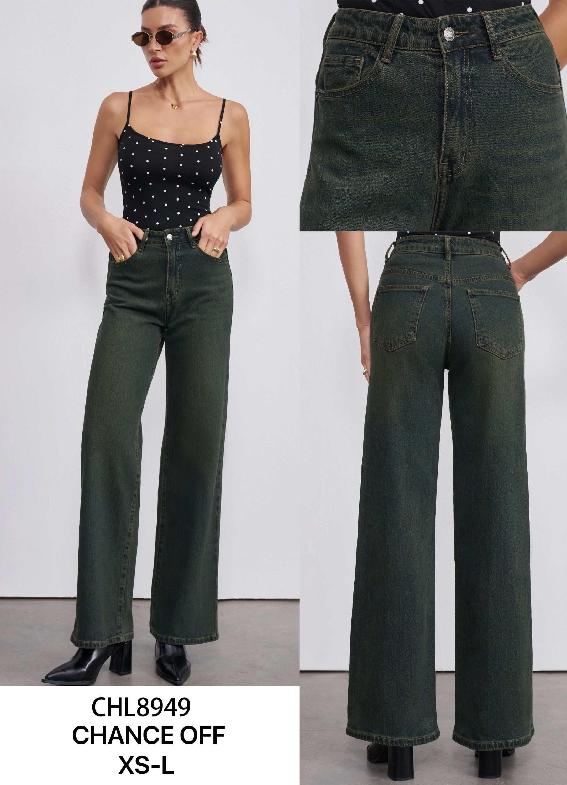 Spodnie Wide Leg Wysoki Stan