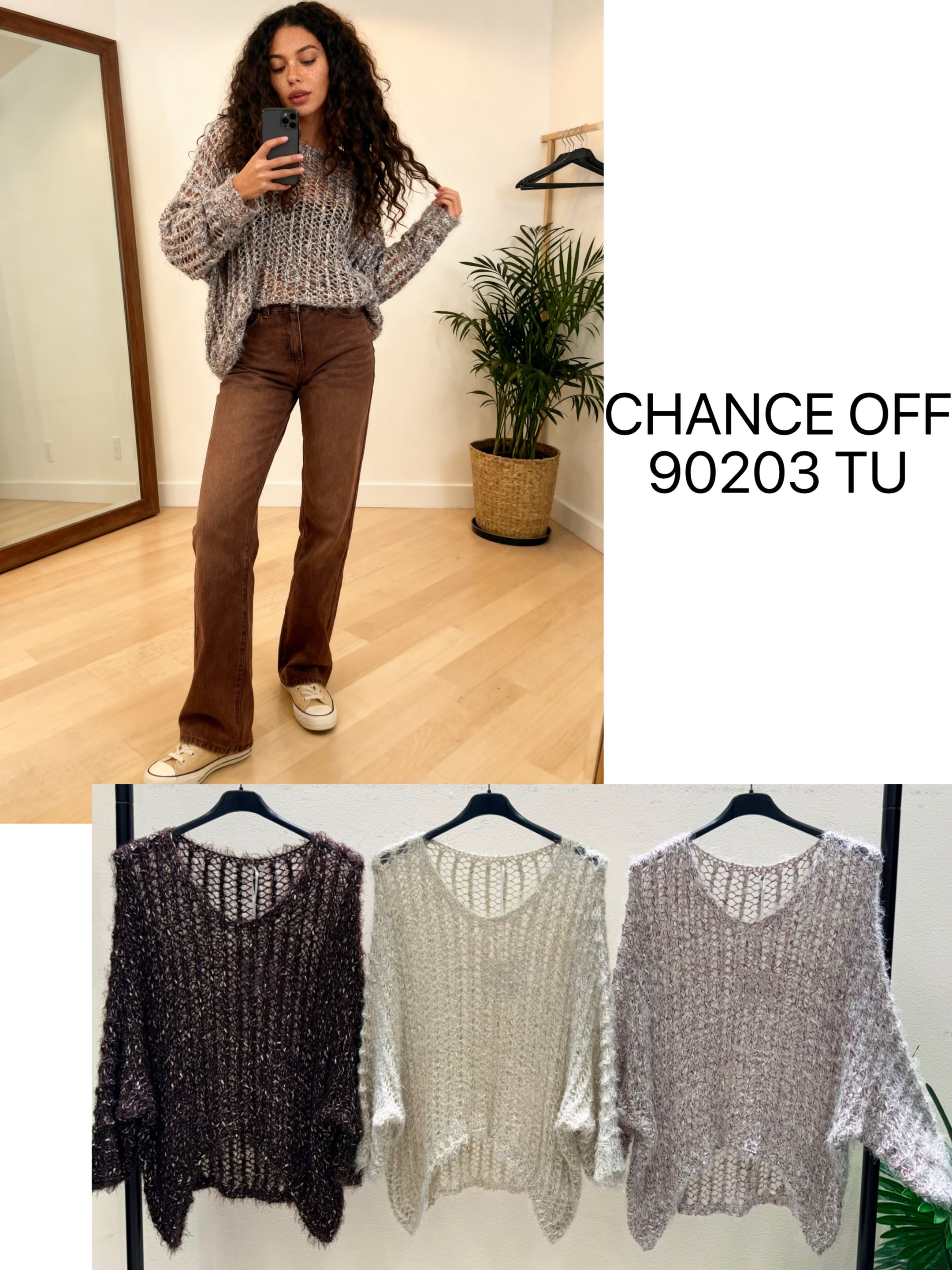 Sweter Oversize Ażurowy