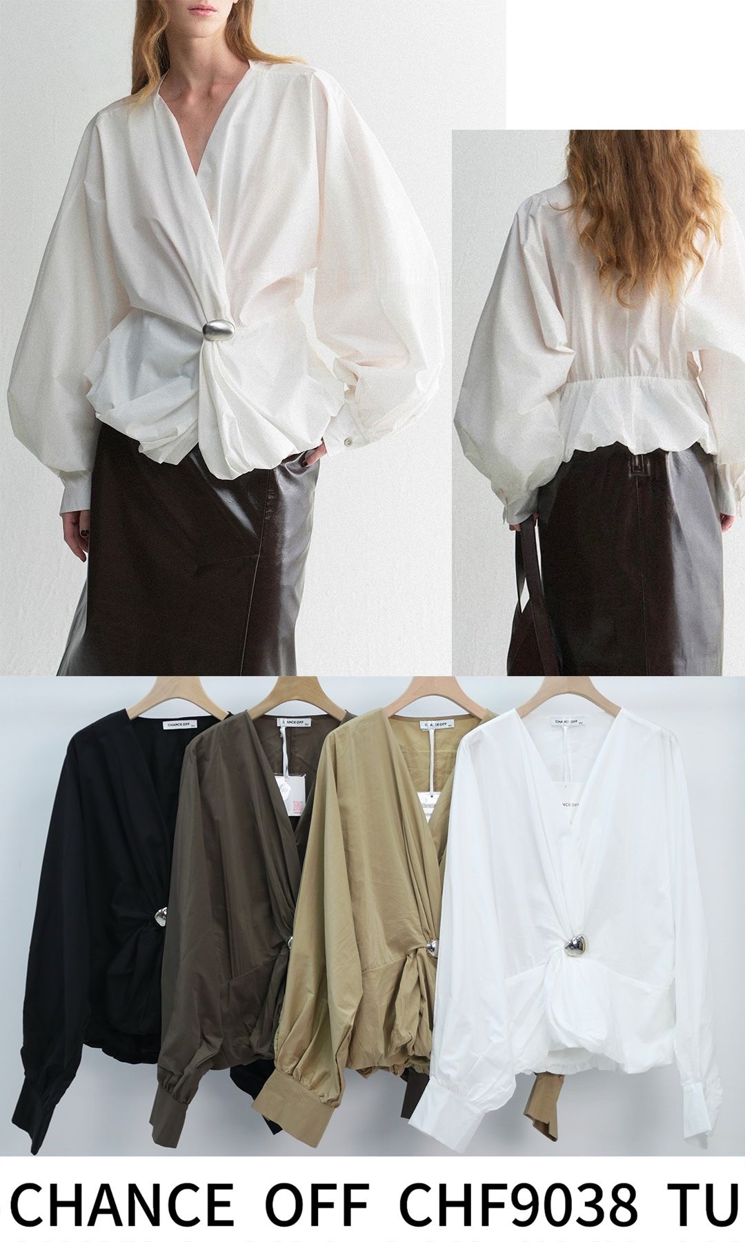 Bluzka oversize z dekoltem V