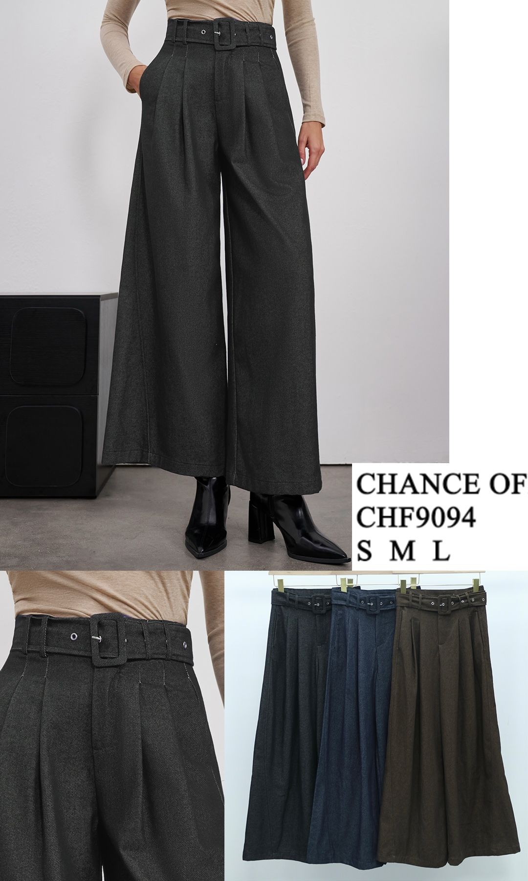 Spodnie Wide Leg z Plisami