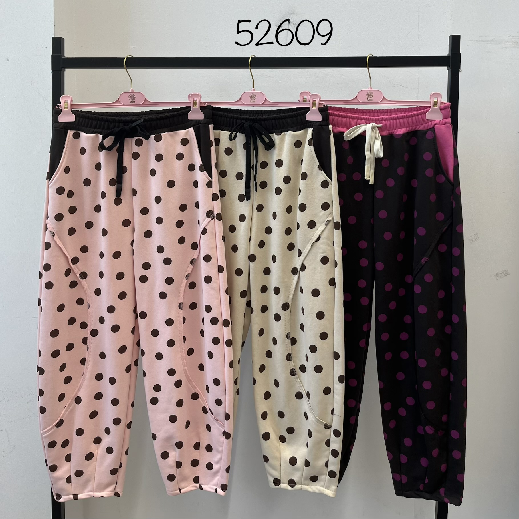 Spodnie Luźne Joggery Grochy