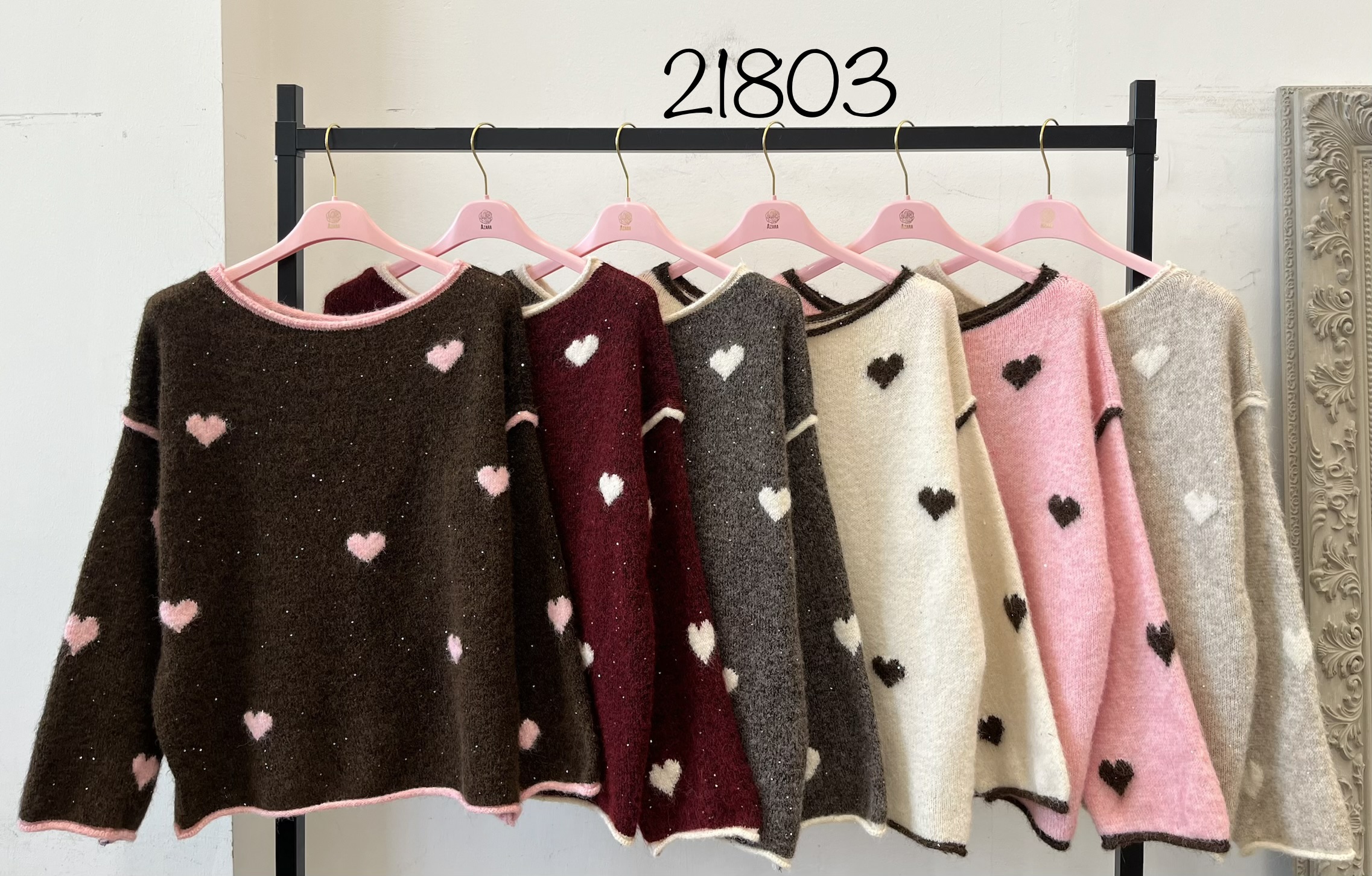 Sweter Luźny Z Serduszkami