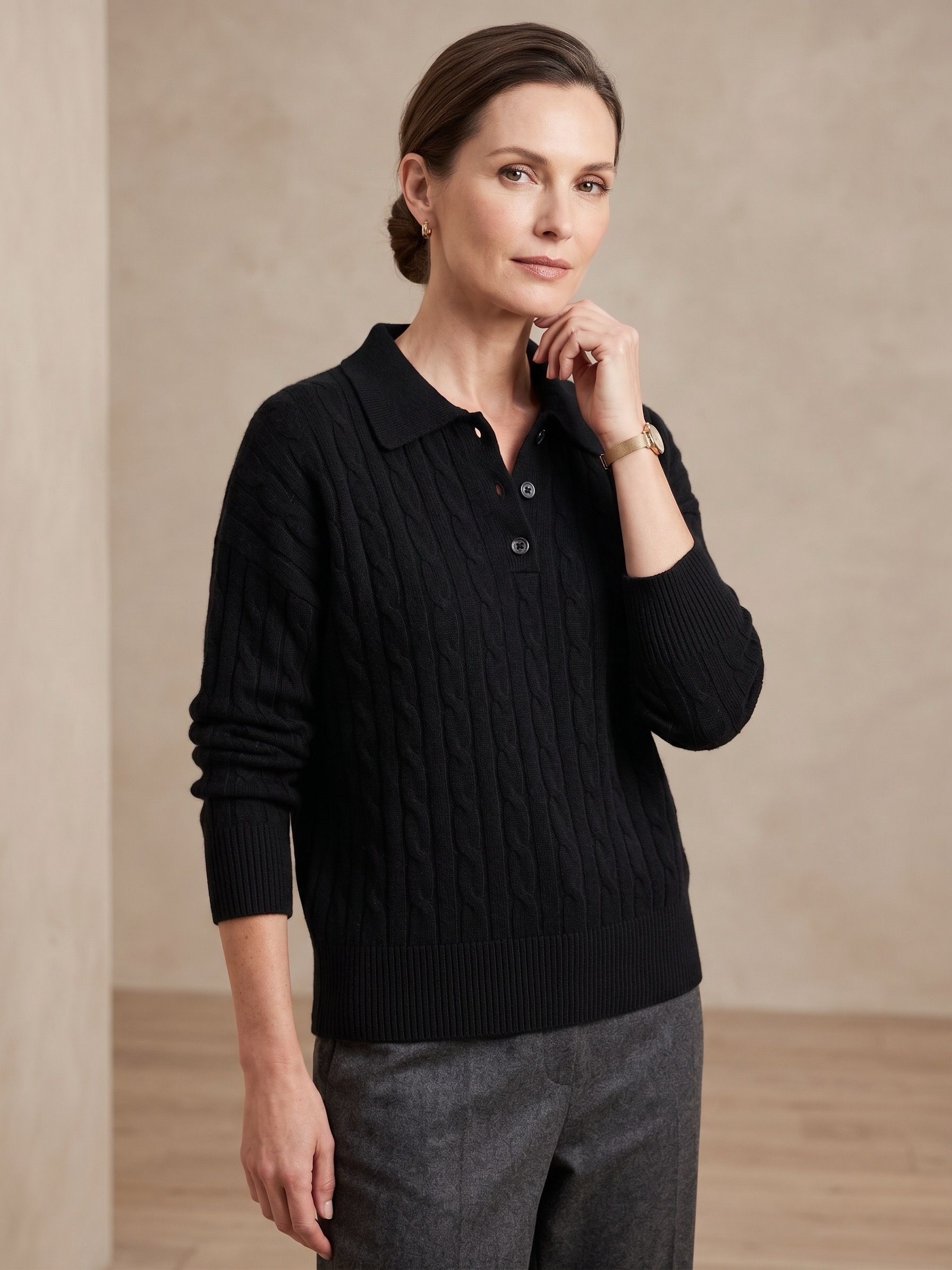 Sweter Polo Warkocz