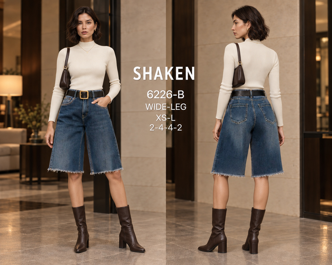 Spodenki Bermudy High Waist