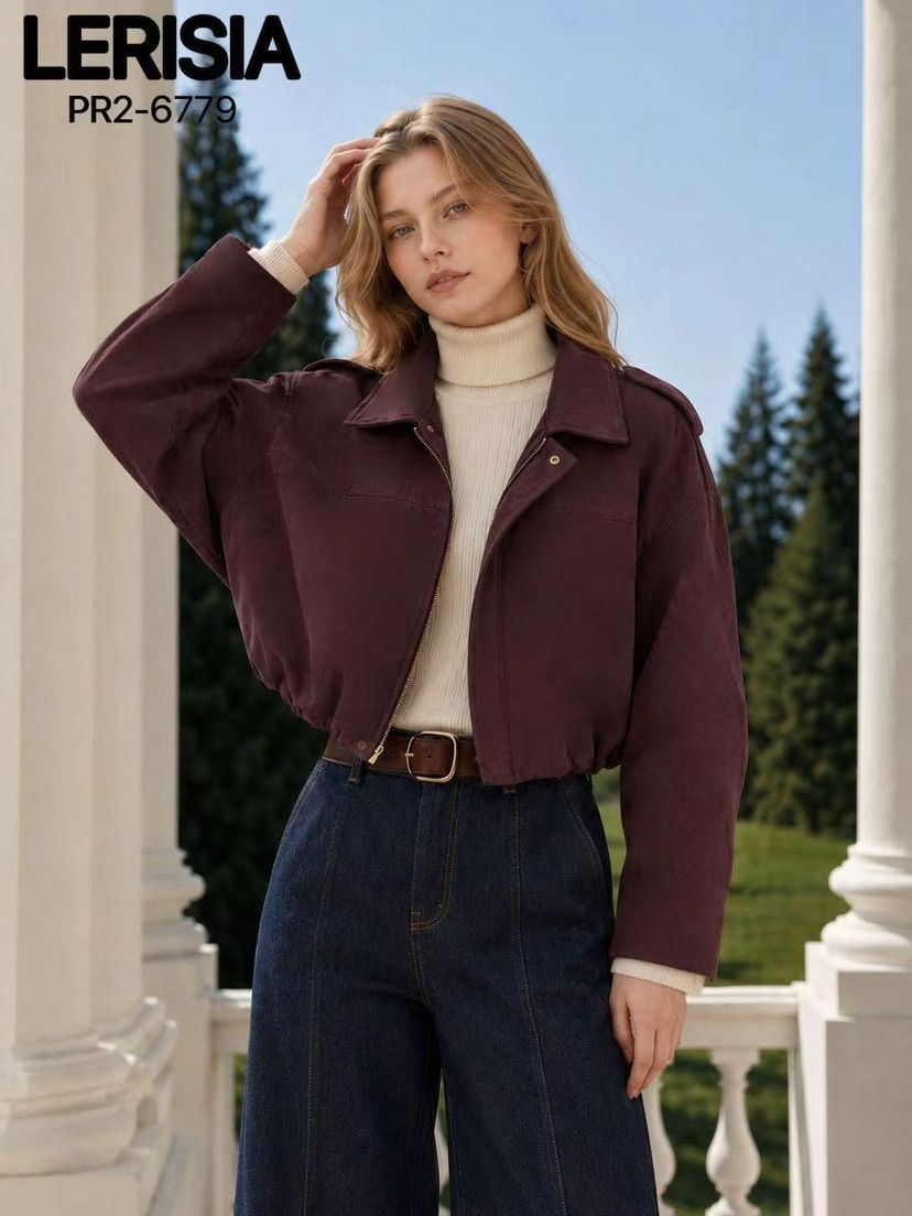 Kurtka Oversize Cropped z Kołnierzykiem