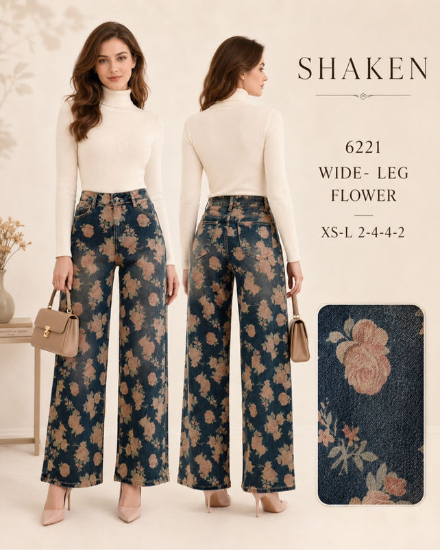 Spodnie Wide Leg z Wzorem