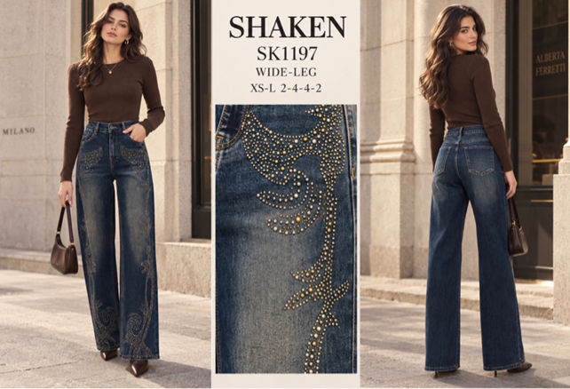 Spodnie Wide Leg z Ćwiekami
