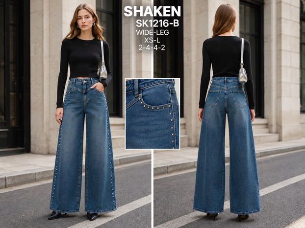 Spodnie Wide Leg z Ćwiekami