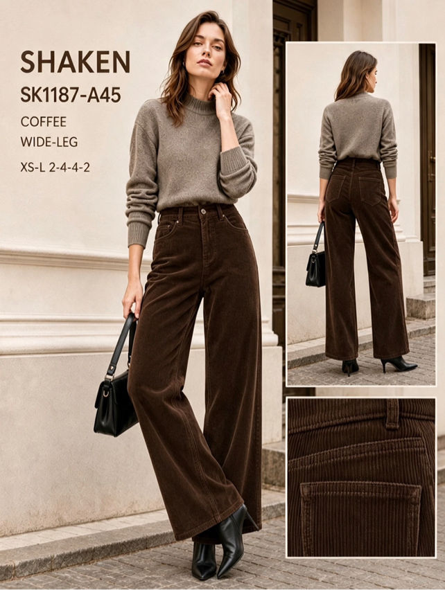 Spodnie Wide Leg Sztruksowe