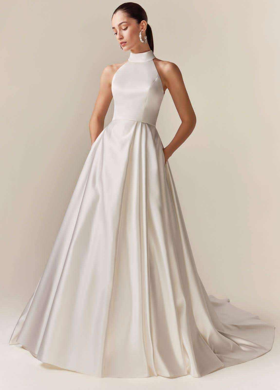 Sukienka Maxi Halter z Plisami