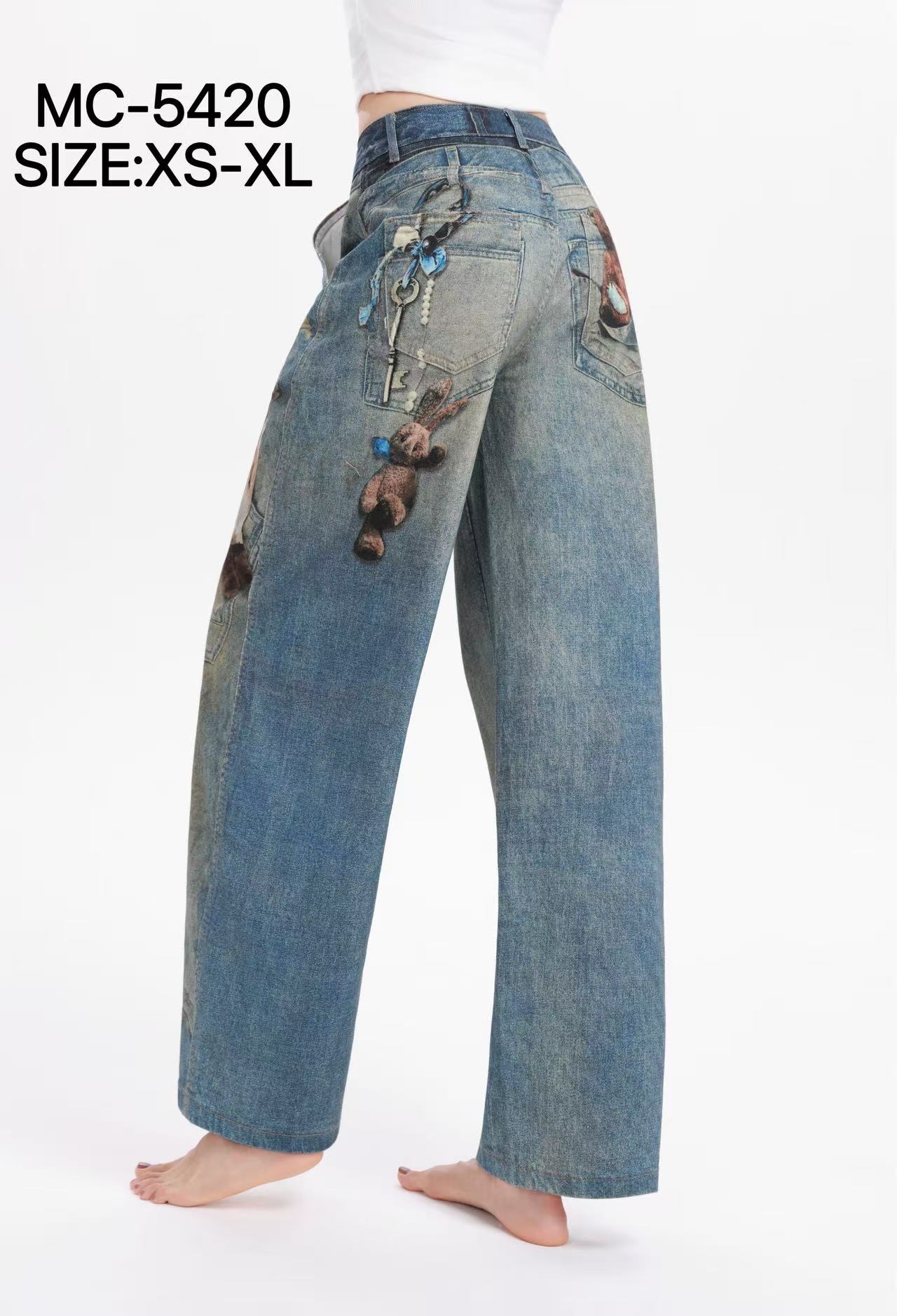 Spodnie Wide Leg z Nadrukiem