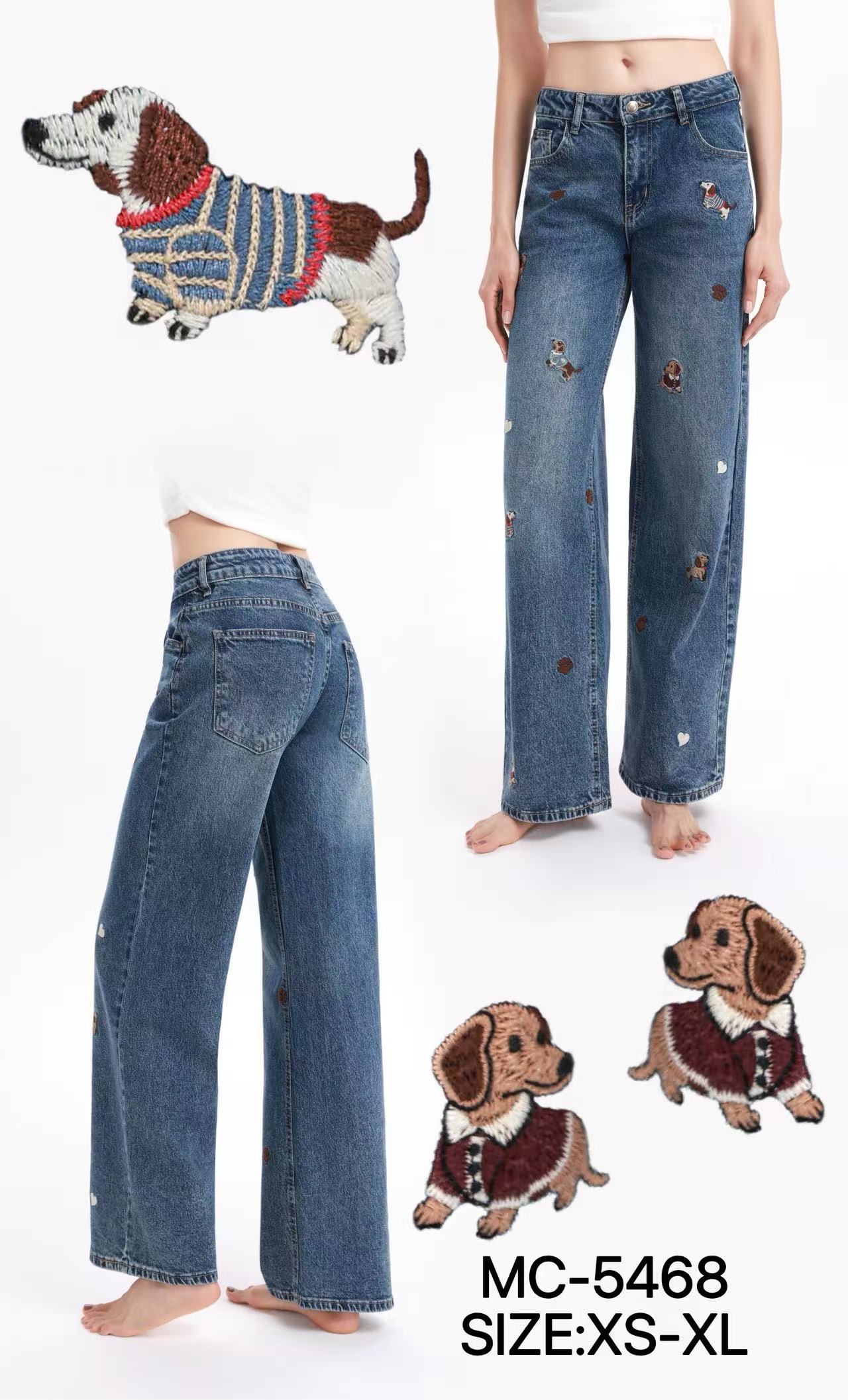 Spodnie wide leg z haftem